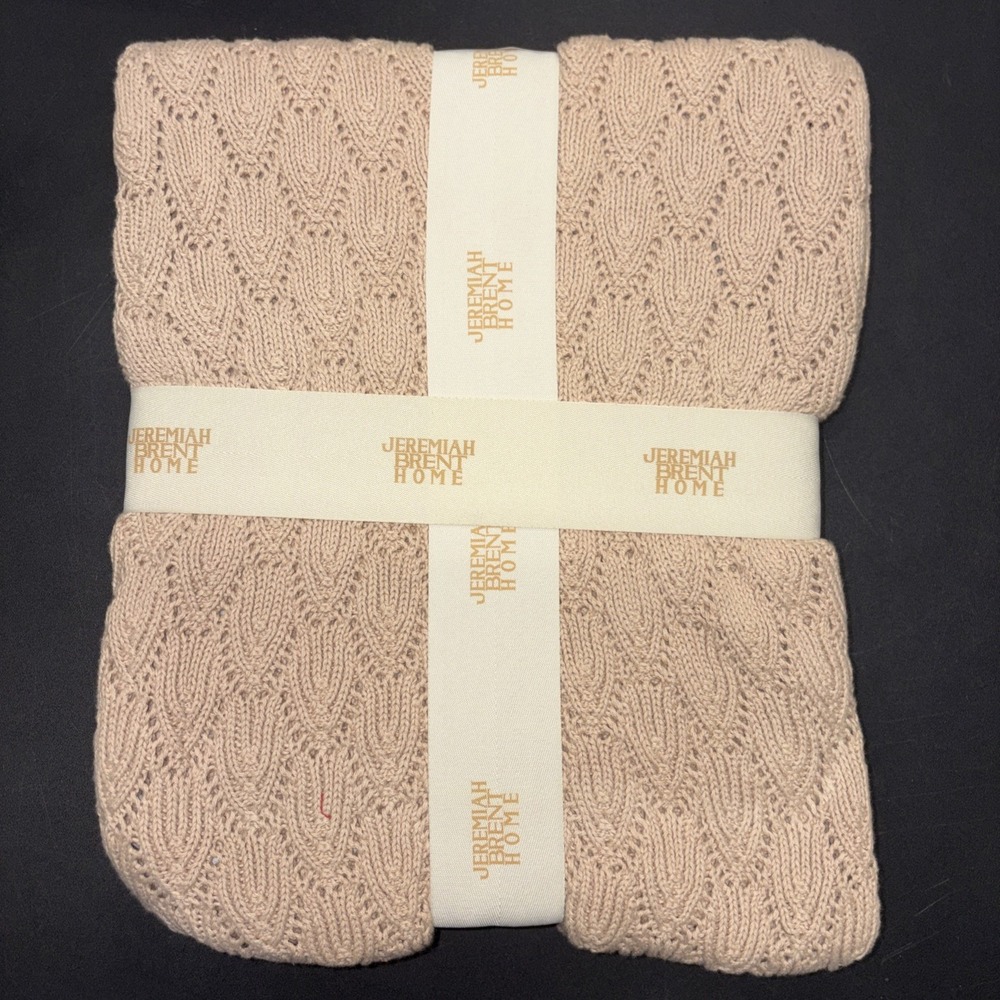 Sand Jeremiah Brent Home 100% Cotton Knitted Pointelle Scallop 50in x 60in 20752